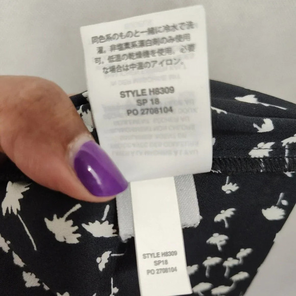 J Crew Black Floral Popover Top Pintuck Women Size S Long Bell Sleeve H8309 - Picture 8 of 9